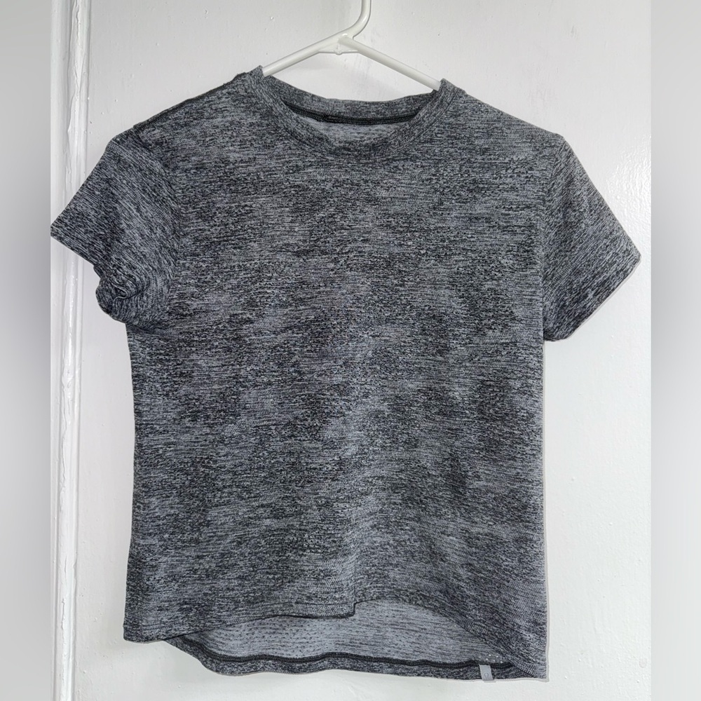Lululemon Short Sleeve Cropped T Shirt Heathered Grey Sz 4